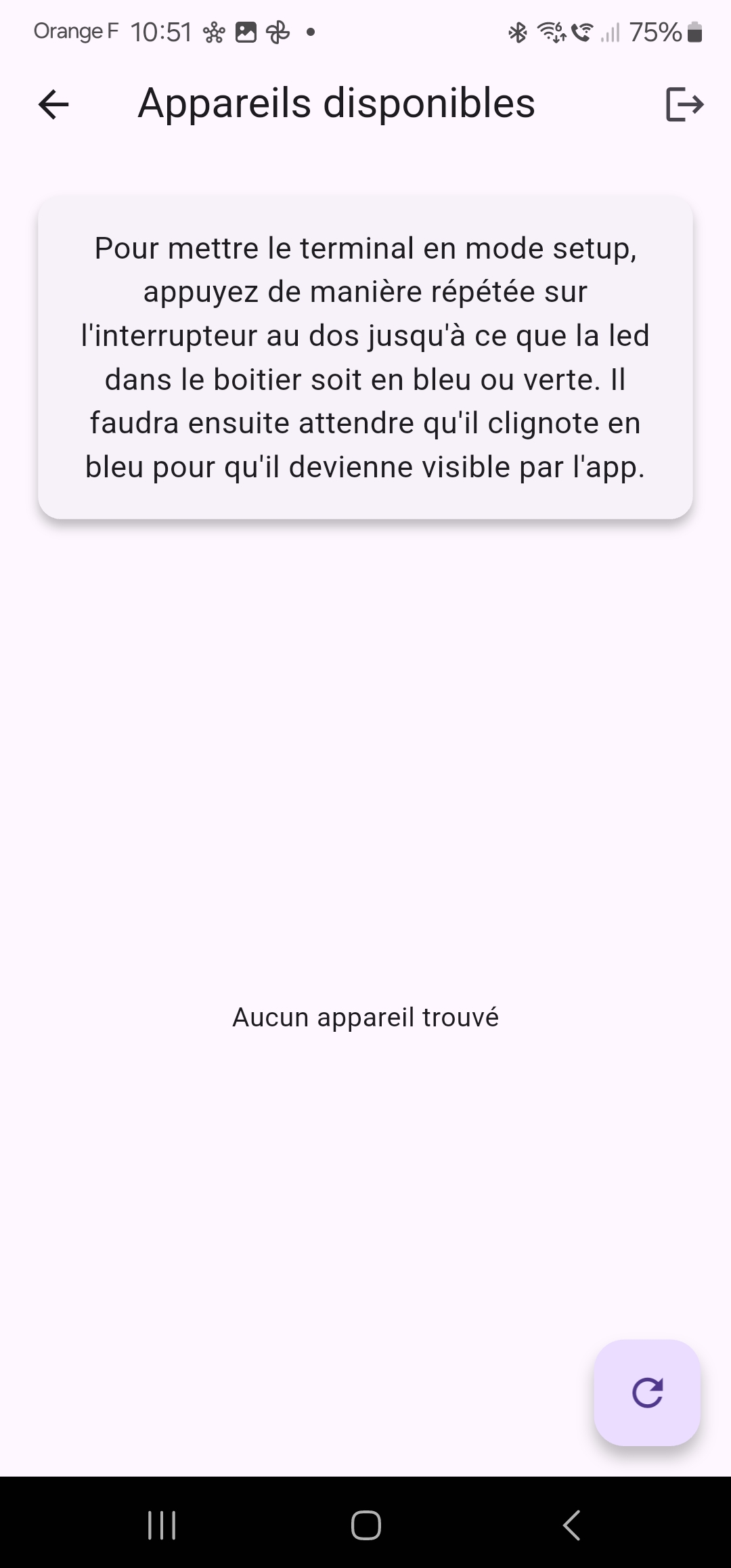 App Mobile MIA - Recherche des capteurs en mode setup